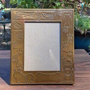 M.W. Carr Vintage Brass Dog Photo Picture Frame ~3x4” Photo Overall ~5x6”